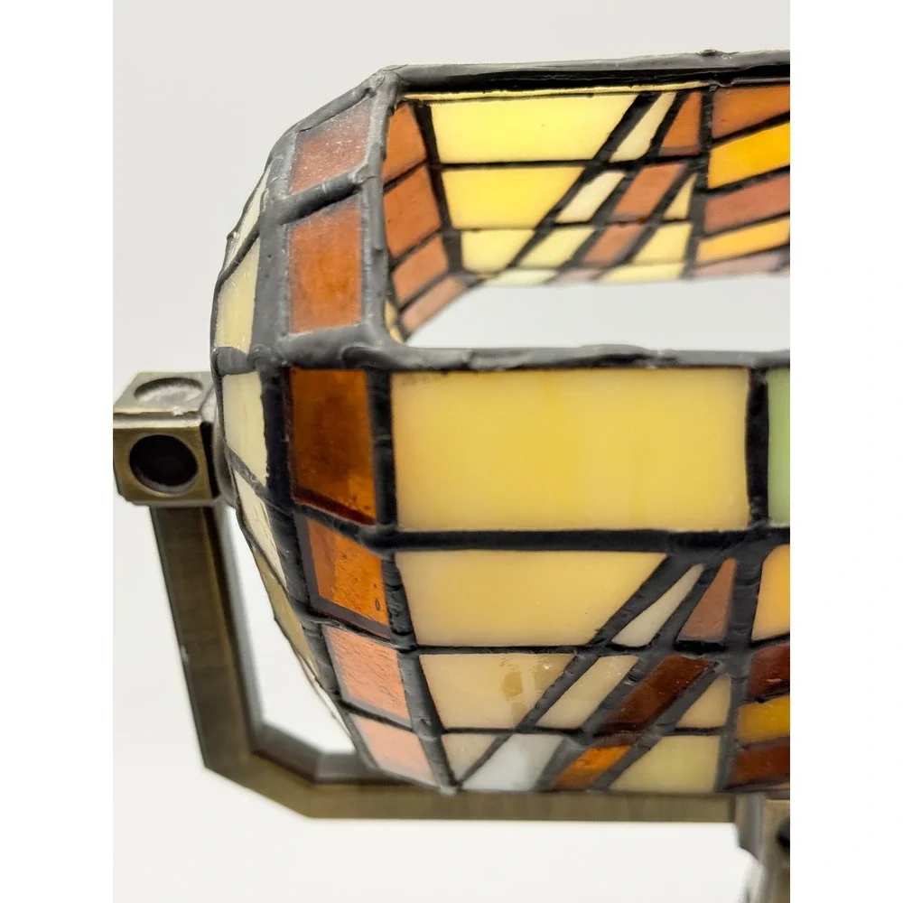 PartyLite Candles Artisian Mission Style Stained Glass Bankers Lamp P7782 - Picture 9 of 16